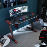 YULUKIA100020 Computer Gaming Desk, with cup holder, headphone hook and RGB LED
