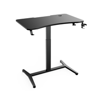 YULUKIA 100068 Airlift Height Adjustable Desk, Gaming Table, Workstation, Black