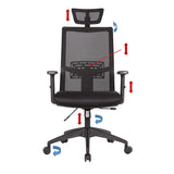 Yulukia 200038 Ergonomischer Bürostuhl mit hoher Rückenlehne und verstellbarer Kopfstütze