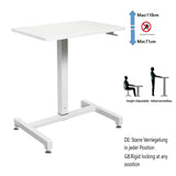 YULUKIA 100001 Airlift Height Adjustable Desk, Gaming Table, Workstation, White