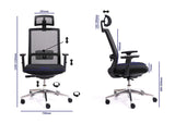 YULUKIA 200070 Bürostuhl mit höhenverstellbarer Sitzhöhe, Armlehne und Kopfstütz