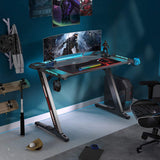 YULUKIA 100039 EUREKA ERGONOMIC Gaming Desk with RGB Lighting Gaming Table Computer Desk